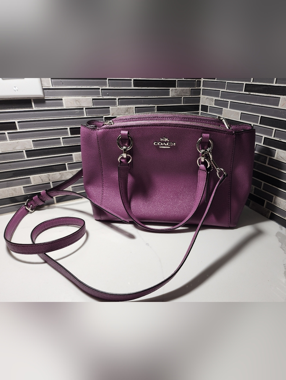 Coach Mini Christie Carryall in crossgrain leather